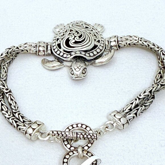 Bali Legacy Sterling Silver Turtle Double Chain Bracelet - NWT - Picture 3 of 9